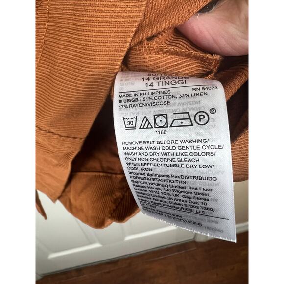 Banana Republic Skirt Camel Brown14 Paperbag Utility Twill Belted Button Front - Picture 5 of 7